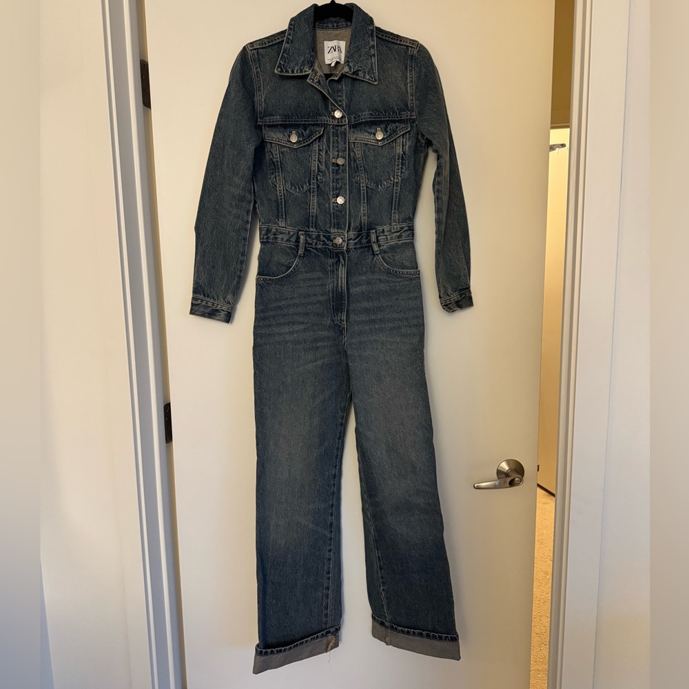 Like new Zara Denim Long Sleeve Button Down Jumpsuit